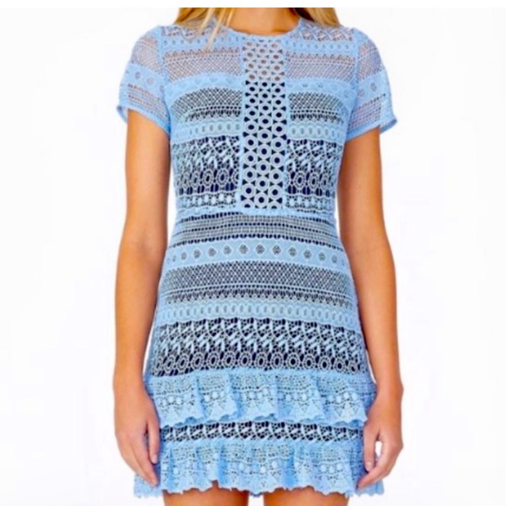 Elegant Blue Lace Dress